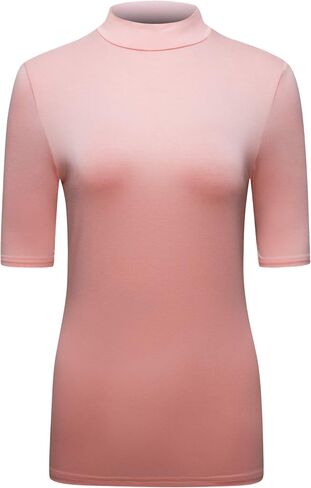 تي شيرت نسائي من OThread & Co. تي شيرت نسائي برقبة وهمية نصف كم وطبقة أساسية قابلة للتمدد ومريح وغير رسمي in Kuwait