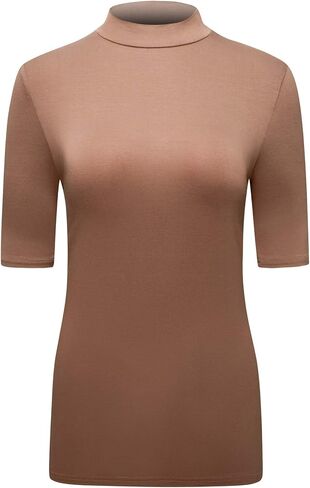 OThread & Co. Women's Half Sleeve Mock Neck T-Shirt Basic Stretch Layer Comfy Casual Top in Saudi Arabia