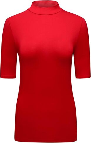 OThread & Co. Women's Half Sleeve Mock Neck T-Shirt Basic Stretch Layer Comfy Casual Top in Saudi Arabia