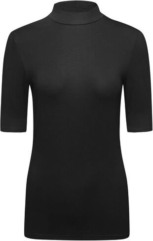 OThread & Co. Women's Half Sleeve Mock Neck T-Shirt Basic Stretch Layer Comfy Casual Top in Saudi Arabia