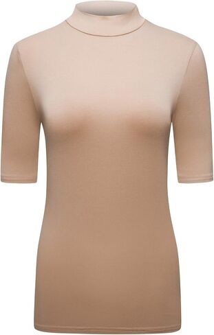 OThread & Co. Women's Half Sleeve Mock Neck T-Shirt Basic Stretch Layer Comfy Casual Top in Saudi Arabia