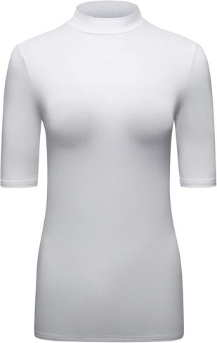 OThread & Co. Women's Half Sleeve Mock Neck T-Shirt Basic Stretch Layer Comfy Casual Top in Saudi Arabia