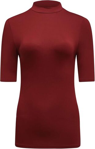 OThread & Co. Women's Half Sleeve Mock Neck T-Shirt Basic Stretch Layer Comfy Casual Top in Saudi Arabia