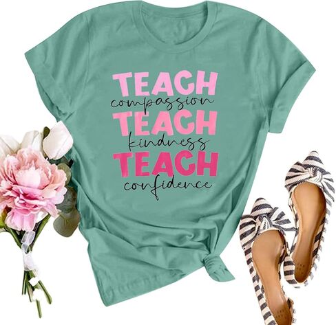 SFHFY Teacher Shirt Women: Teach Tshirt Cute Teacher Life Shirts Special Education Tee Inspirational Tops in Saudi Arabia