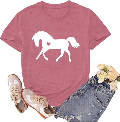 Horse Shirts for Women Horse Riding Tshirts Equestrian Shirt Animal Lover Tee Tops in Saudi Arabia