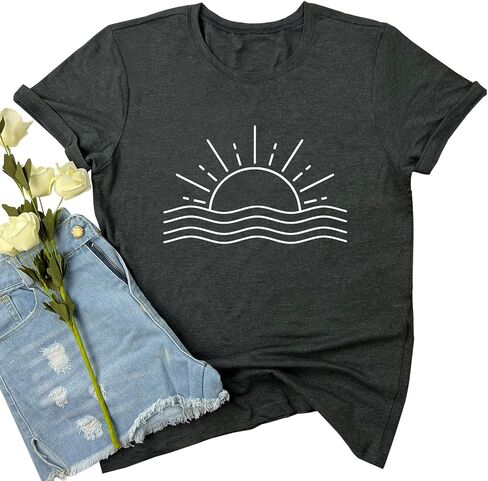 LOOKFACE Womens Cute Sun Graphic Tees Soft Tops in Kuwait