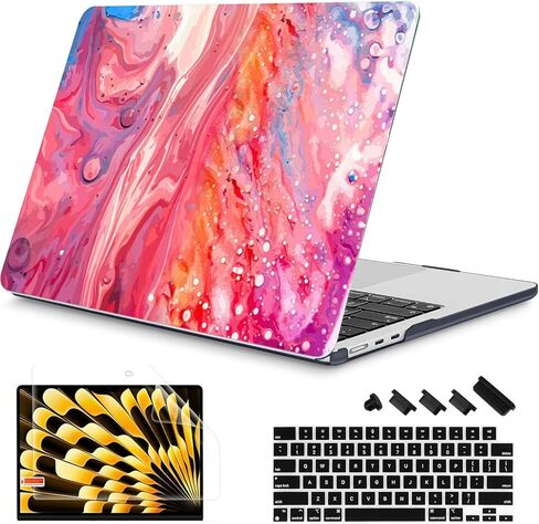 RuiHe.C Hard Shell Case for MacBook Air 13.6 Inch M2/M3/M4 2022-2025 Release (A2681, A3113, A3240), Printed Plastic Cover with Keyboard Protector & Screen Protector -Brown Leaves in Saudi Arabia