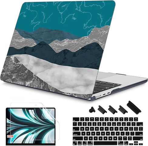 RuiHe.C Hard Shell Case for MacBook Air 13.6 Inch M2/M3/M4 2022-2025 Release (A2681, A3113, A3240), Printed Plastic Cover with Keyboard Protector & Screen Protector-Mountain Love in Saudi Arabia