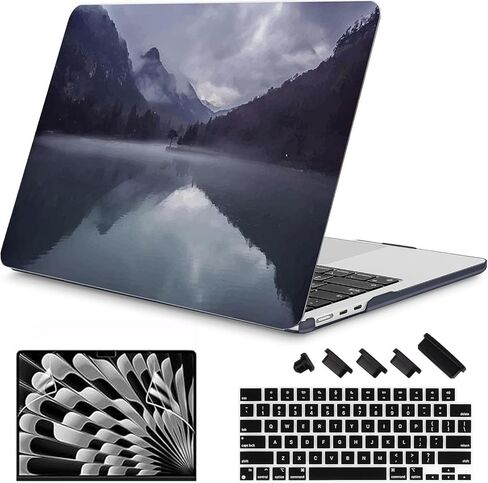 RuiHe.C Hard Shell Case for MacBook Air 13.6 Inch M2/M3/M4 2022-2025 Release (A2681, A3113, A3240), Printed Plastic Cover with Keyboard Protector & Screen Protector-Mountain Love in Saudi Arabia