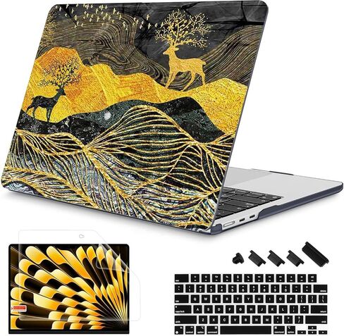 RuiHe.C Hard Shell Case for MacBook Air 13.6 Inch M2/M3/M4 2022-2025 Release (A2681, A3113, A3240), Printed Plastic Cover with Keyboard Protector & Screen Protector-Mountain Love in Saudi Arabia
