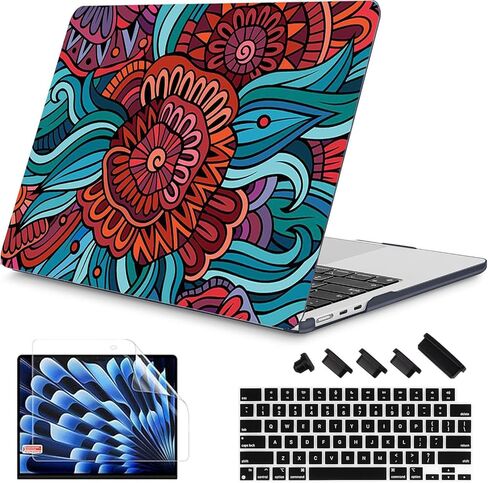 RuiHe.C Hard Shell Case for MacBook Air 13.6 Inch M2/M3/M4 2022-2025 Release (A2681, A3113, A3240), Printed Plastic Cover with Keyboard Protector & Screen Protector-Mountain Love in Saudi Arabia