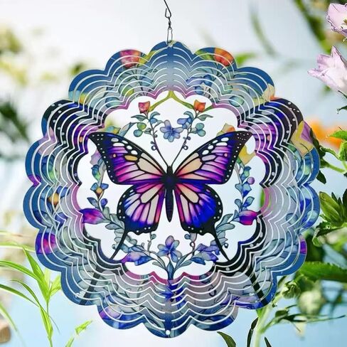 Butterfly Metal Wind Spinner, 9 Inch Hanging Garden Decor for Outdoor & Indoor, Butterfly Gift for Women Mom Grandma Wife Men, Decorative Ornament Gift in Saudi Arabia