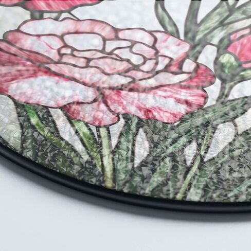 Personalized Daisy Stained Glass Suncatcher, Round Window Hanging, Custom Name Birth Month Flower Gift, for Mom in Kuwait