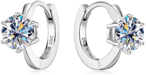 1.0CT جولة قطع D اللون مويسانيتي هوب أقراط للنساء، 18K الذهب أكثر من 925 الفضة ستة مخالب مويسانيتي أقراط Huggie، الأزياء والمجوهرات هدية لها in Kuwait