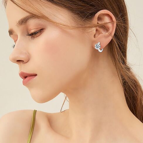 1.0CT جولة قطع D اللون مويسانيتي هوب أقراط للنساء، 18K الذهب أكثر من 925 الفضة ستة مخالب مويسانيتي أقراط Huggie، الأزياء والمجوهرات هدية لها in Kuwait