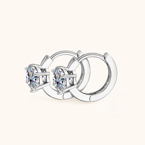 1.0CT جولة قطع D اللون مويسانيتي هوب أقراط للنساء، 18K الذهب أكثر من 925 الفضة ستة مخالب مويسانيتي أقراط Huggie، الأزياء والمجوهرات هدية لها in Kuwait