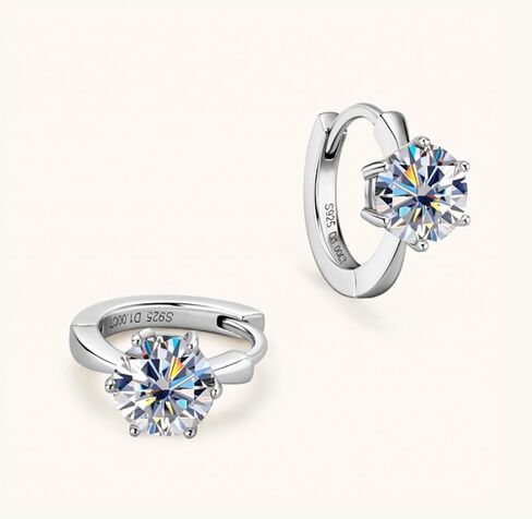 1.0CT جولة قطع D اللون مويسانيتي هوب أقراط للنساء، 18K الذهب أكثر من 925 الفضة ستة مخالب مويسانيتي أقراط Huggie، الأزياء والمجوهرات هدية لها in Kuwait