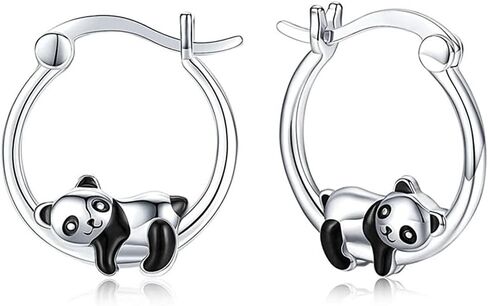 Cute Black/White Panda Hoop Earrings for Women Daily Wear Dance Party Statement Jewelry in Saudi Arabia