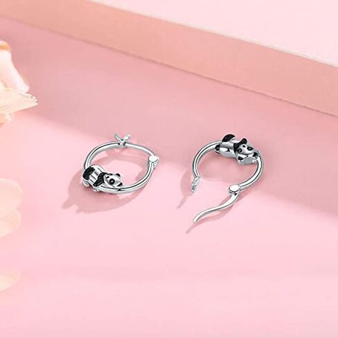 Cute Black/White Panda Hoop Earrings for Women Daily Wear Dance Party Statement Jewelry in Saudi Arabia