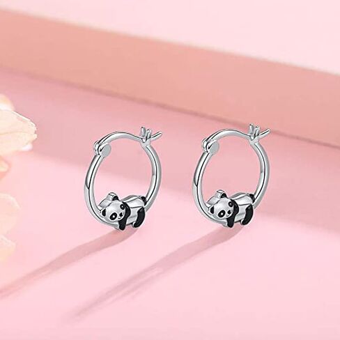 Cute Black/White Panda Hoop Earrings for Women Daily Wear Dance Party Statement Jewelry in Saudi Arabia