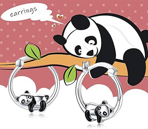 Cute Black/White Panda Hoop Earrings for Women Daily Wear Dance Party Statement Jewelry in Saudi Arabia