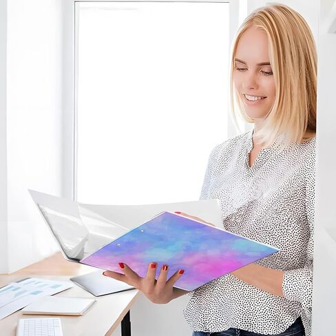 3 Ring Binder Rainbow Tie Dye Iridescent 1.5 inch Binders Three Ring Binders with Clipboard Fit 8.5'' x 11'' Paper 3 Interior PVC Clear Pockets for Office Supplies in Saudi Arabia