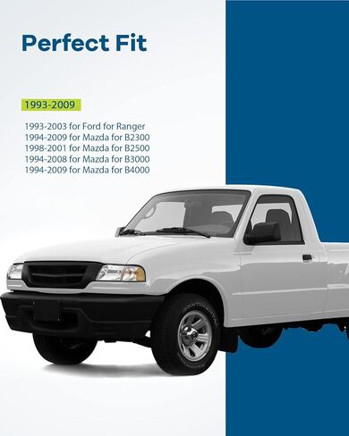 مقبض الباب الخلفي LUJUNTEC - جانبي، بديل أسود مباشر لـ 1993-2003 لـ Ford for Ranger، 1994-2009 لـ Mazda لـ B2300 B2500 B3000 B4000 يستبدل OE E9TZ9943400A، F37Z9943400A in Saudi Arabia