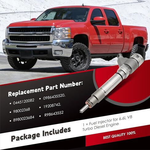 Single Fuel Injector Compatible with Silverado Kodiak Express Sierra TopKick Savana 2500 3500 4500 6.6L V8 Turbo Diesel Engine 2007-2010 0445120082 0986435520 in Saudi Arabia
