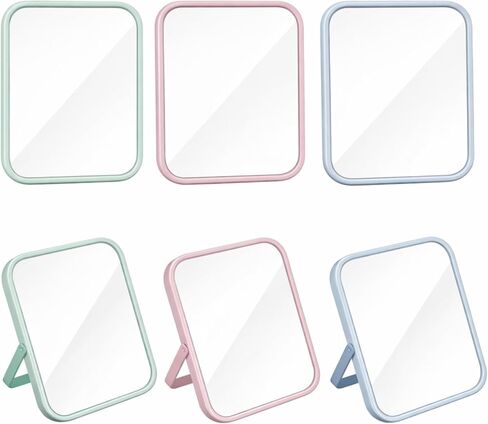 Novabright 6 Pcs Desktop Vanity Mirror, 7.2 Inch Portable Folding Makeup Mirrors with U-Shaped Bracket, Adjustable Angle, Compact Table Travel Mirror, Pink, Green, Blue in Kuwait