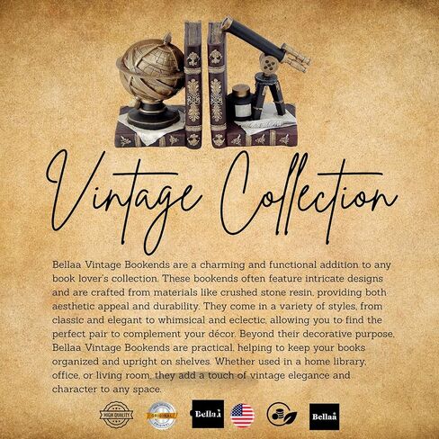 Bellaa 26355 Decorative Bookends Astronomy Vintage Retro Tellurion Galileo Sky Telescope Celestial Globe Armillary Sphere Antique Space Time Book Ends Home Decor 6 inch in Kuwait