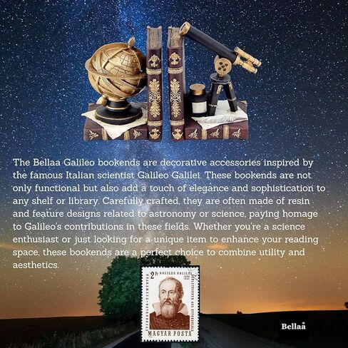 Bellaa 26355 Decorative Bookends Astronomy Vintage Retro Tellurion Galileo Sky Telescope Celestial Globe Armillary Sphere Antique Space Time Book Ends Home Decor 6 inch in Kuwait