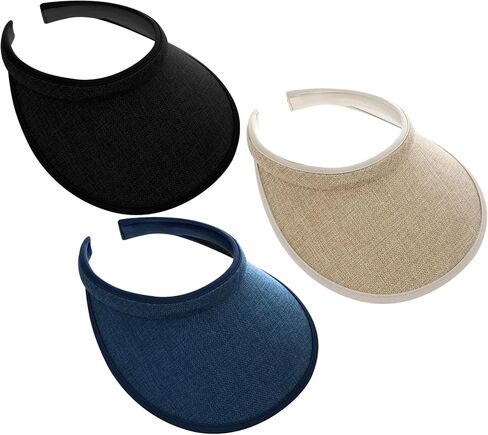 3Pcs Clip On Sun Visors Hats for Women UV Protection, Beach Wide Brim Visor for Summer, Outdoor Golf Tennis Travel Caps in Saudi Arabia