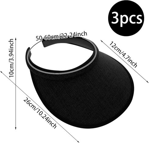 3Pcs Clip On Sun Visors Hats for Women UV Protection, Beach Wide Brim Visor for Summer, Outdoor Golf Tennis Travel Caps in Saudi Arabia