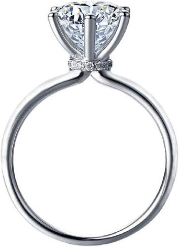 2 Carat Round Brilliant Cubic Zirconia CZ Sterling Silver 925 Wedding Engagement Ring Solitaire Wedding Promise Bands for Women Color VVS1 Clarity Classic Lab Created Diamond Eternal Ring 7# in Saudi Arabia