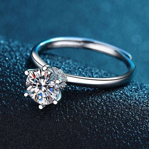 2 Carat Round Brilliant Cubic Zirconia CZ Sterling Silver 925 Wedding Engagement Ring Solitaire Wedding Promise Bands for Women Color VVS1 Clarity Classic Lab Created Diamond Eternal Ring 7# in Saudi Arabia