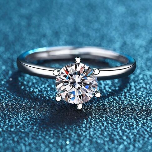 2 Carat Round Brilliant Cubic Zirconia CZ Sterling Silver 925 Wedding Engagement Ring Solitaire Wedding Promise Bands for Women Color VVS1 Clarity Classic Lab Created Diamond Eternal Ring 7# in Saudi Arabia