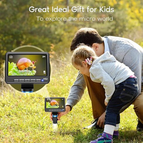 Coin Microscope 1200X with 32GB SD Card,Leipan 1080P Wireless LCD Digital Microscope with 8 LED Lights,PC View,Photo/Video Capture,Compatible with Windows iPhone Android iPad (MS2-5 inch) in Kuwait