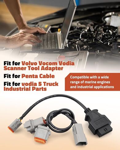 OBD2 Marine Engine Diagnostic Adapter Cable Fits for Volvo Vocom Vodia Scanner Tool Adapter, 6+8 Pins, Replacement 21EN-32360 21EN-32380 in Kuwait