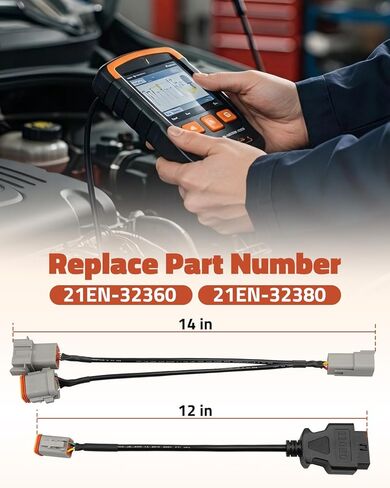 OBD2 Marine Engine Diagnostic Adapter Cable Fits for Volvo Vocom Vodia Scanner Tool Adapter, 6+8 Pins, Replacement 21EN-32360 21EN-32380 in Kuwait