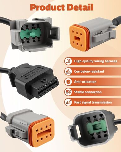 OBD2 Marine Engine Diagnostic Adapter Cable Fits for Volvo Vocom Vodia Scanner Tool Adapter, 6+8 Pins, Replacement 21EN-32360 21EN-32380 in Kuwait