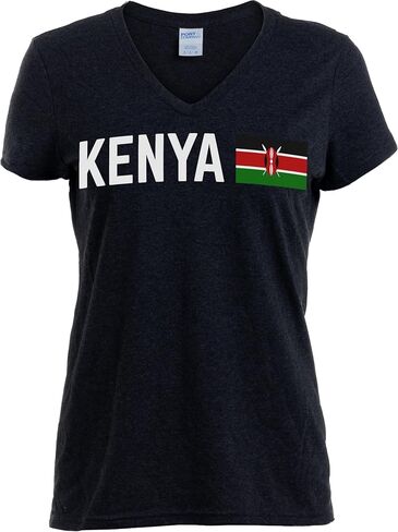 Nations of The World - National Pride Flag Symbol Arms Tee V-Neck T-Shirt Top for Women in Saudi Arabia