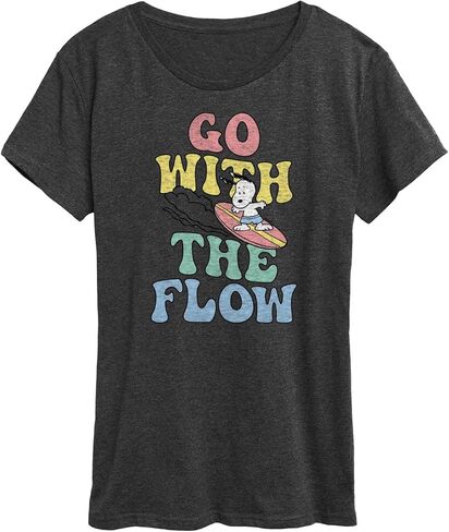 HYBRID APPAREL - الفول السوداني - إصدار الصيف - سنوبي - اذهب مع التدفق - تي شيرت نسائي برسومات قصيرة الأكمام in Kuwait