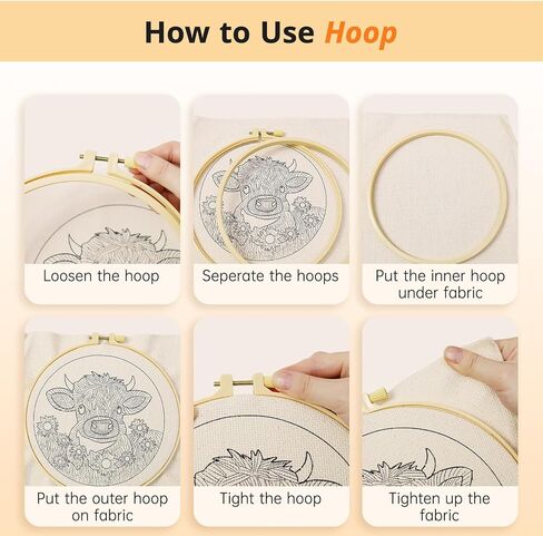 Cyanfour 6 Stage Embroidery Kit للبالغين المبتدئين ، يسهل تعلم 38 غرزة مختلفة من التعليمات والفيديو ، مجموعات الإبرة للبالغين مع أنماط التطريز المختومة. in Saudi Arabia