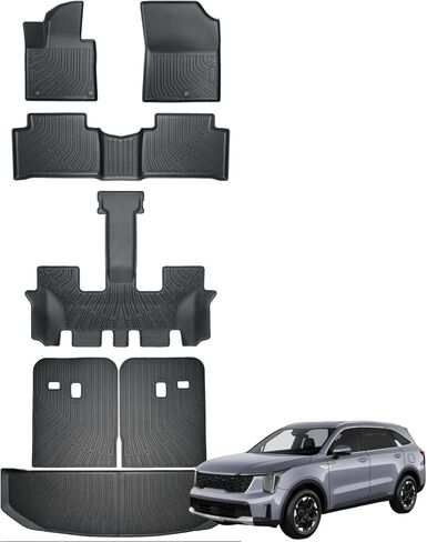 Floor Mat fit for Kia Sorento Accessories 2021-2025 2026 6&7 Seats (Not for Hybrid) Backrest Mat Cargo Liner All Weather Protection Floor Liners in Kuwait