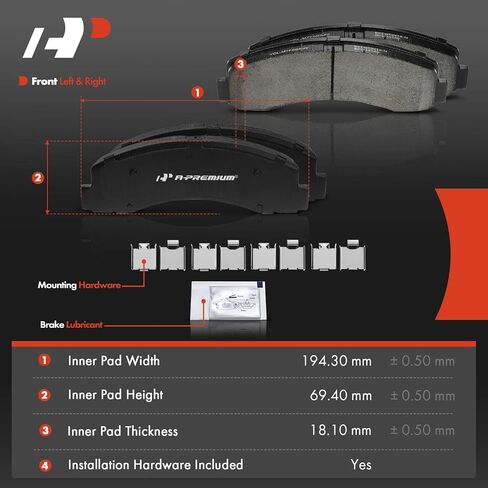 A-Premium Front Ceramic Brake Pads Set Compatible with Ford and Lincoln Models - For F-150 2010-2020, Expedition 2010-2021, Navigator 2010-2021, with Hardware, 4-Pack in Saudi Arabia