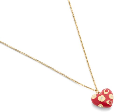 COACH Jewelry Women's Signature C Floral Chubby Heart Pendant Necklace in Saudi Arabia