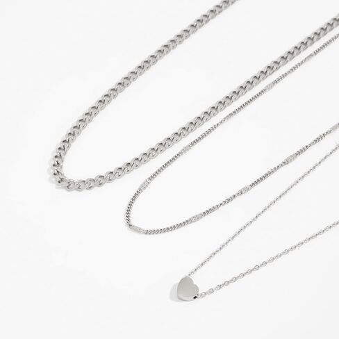 Layered Gold Necklace for Women 18K Gold Plated Stainless Steel Choker Necklaces Stack Trendy Love Heart Necklace Jewelry Set in Saudi Arabia