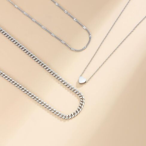 Layered Gold Necklace for Women 18K Gold Plated Stainless Steel Choker Necklaces Stack Trendy Love Heart Necklace Jewelry Set in Saudi Arabia