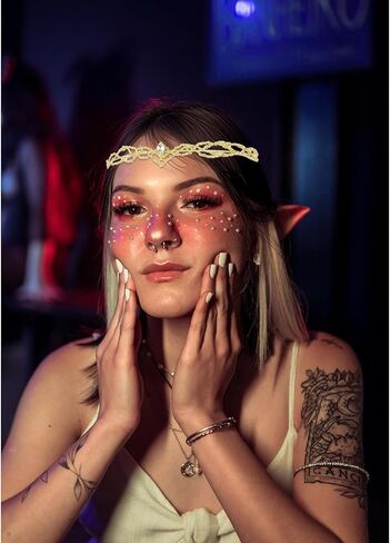 WHAVEL Fairy Crown Elf Circlet Headpiece Renaissance Crystal Headwear Medieval Accessories for Women Men Halloween Cosplay in Kuwait