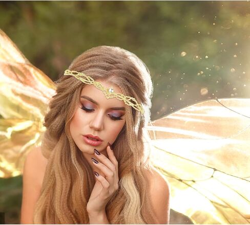 WHAVEL Fairy Crown Elf Circlet Headpiece Renaissance Crystal Headwear Medieval Accessories for Women Men Halloween Cosplay in Kuwait